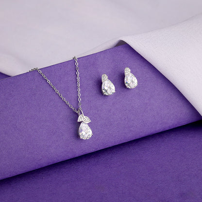Silver Leafy Teardrop Set