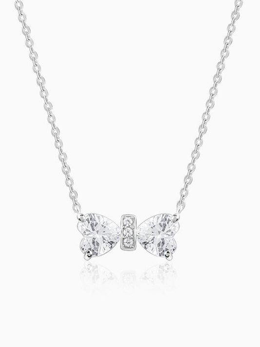 Silver Eloquent Bow Necklace