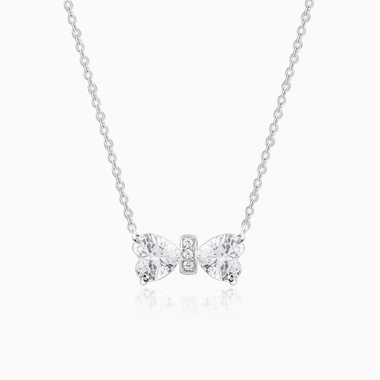 Silver Eloquent Bow Necklace