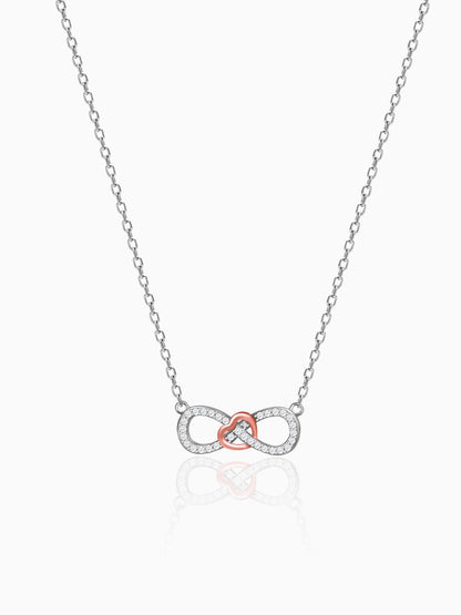 Rose Gold Studded Infinity Heart Pendant