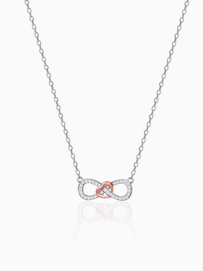 Rose Gold Studded Infinity Heart Pendant