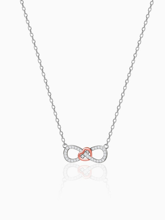 Rose Gold Studded Infinity Heart Pendant