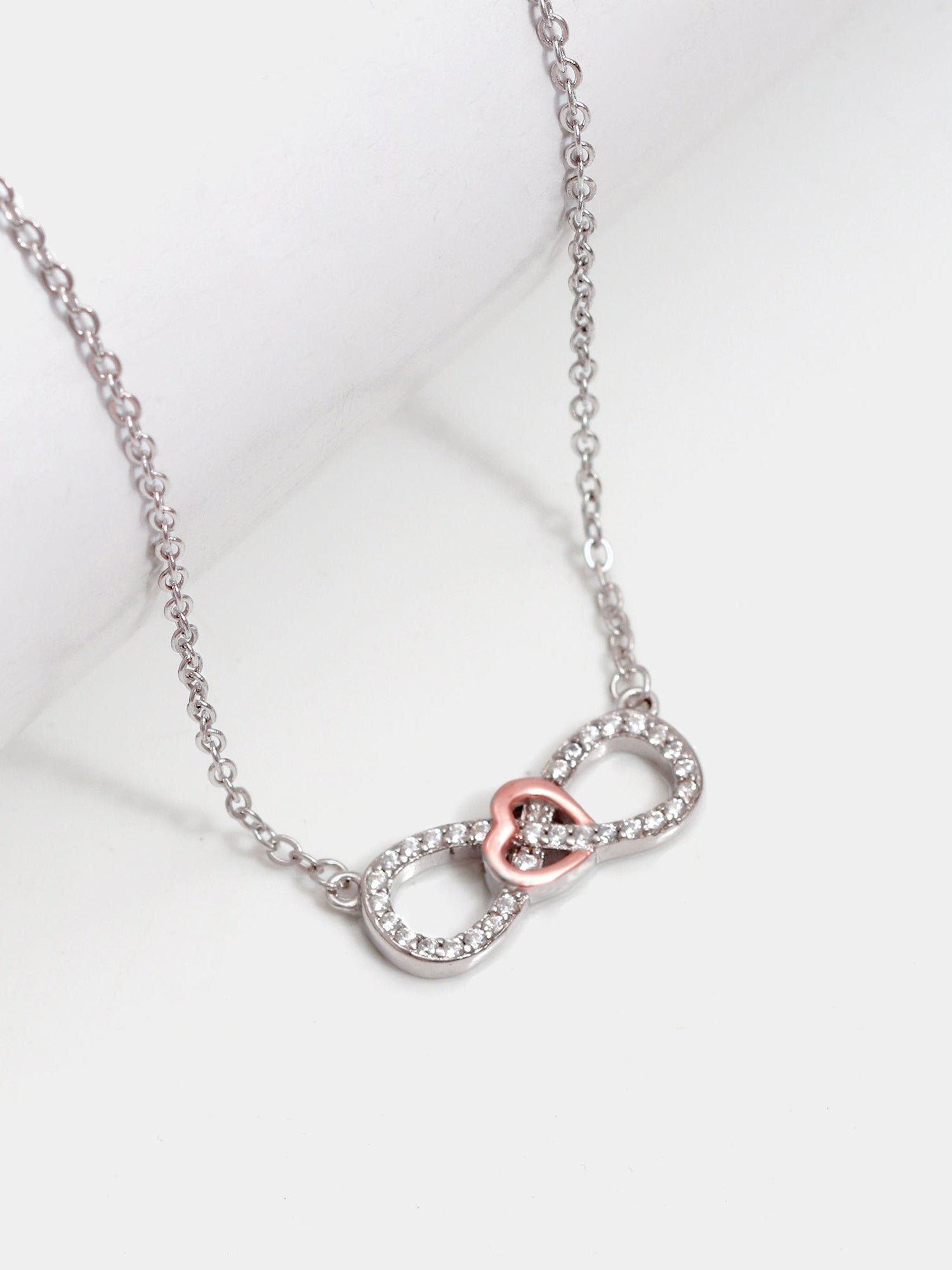 Rose Gold Studded Infinity Heart Pendant