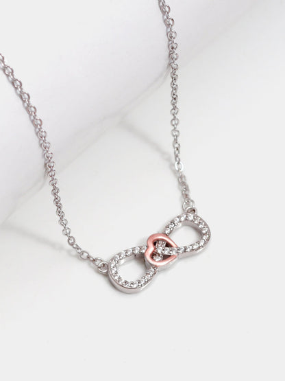 Rose Gold Studded Infinity Heart Pendant