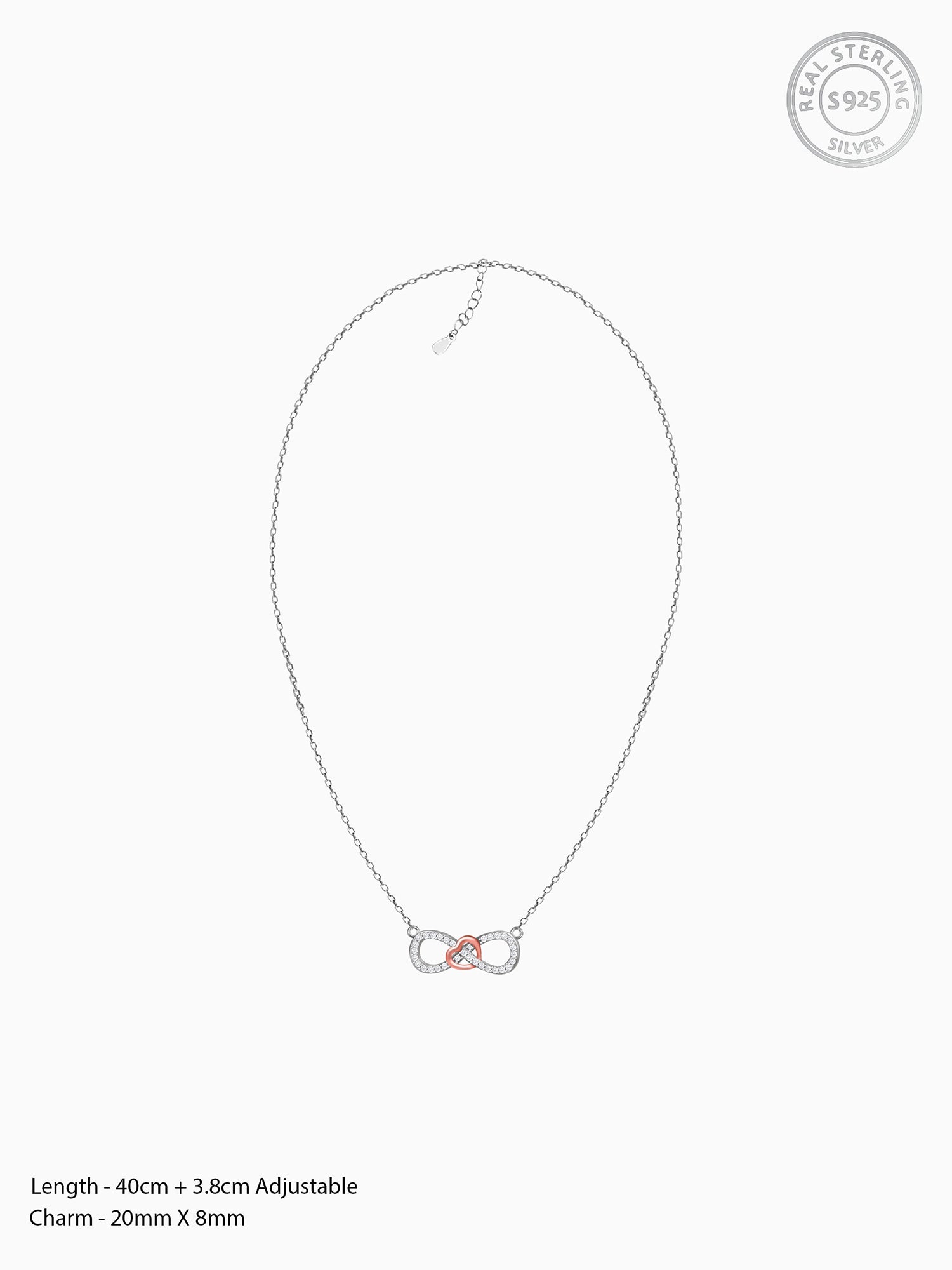 Rose Gold Studded Infinity Heart Pendant