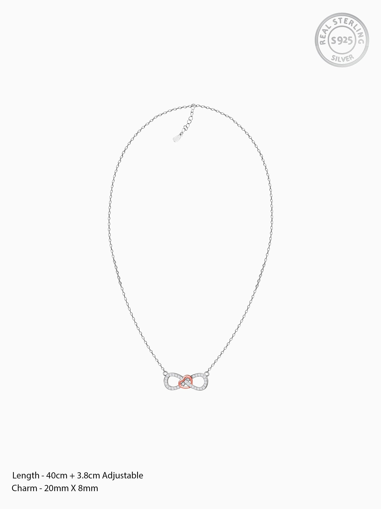 Rose Gold Studded Infinity Heart Pendant
