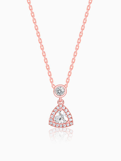 Rose Gold Tirangular Halo Necklace