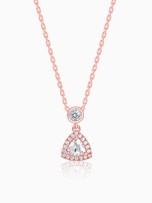 Rose Gold Tirangular Halo Necklace