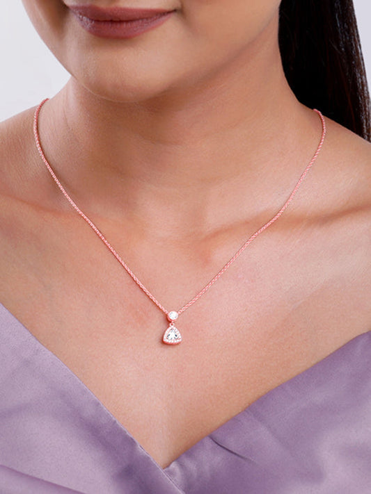 Rose Gold Tirangular Halo Necklace