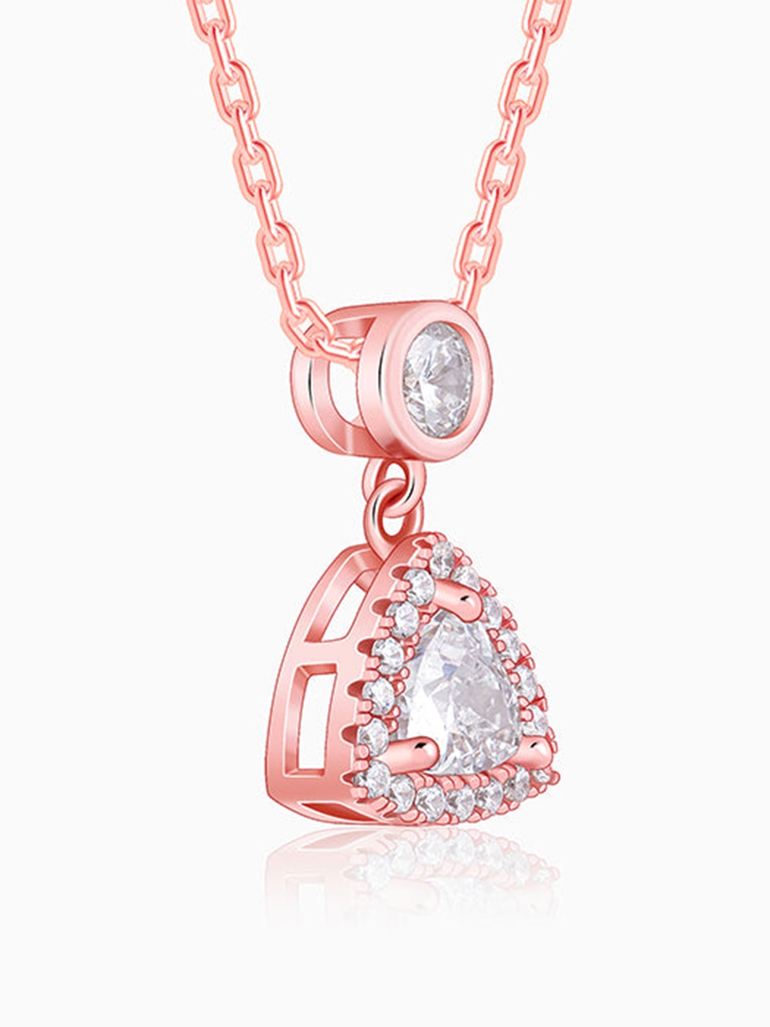 Rose Gold Tirangular Halo Necklace