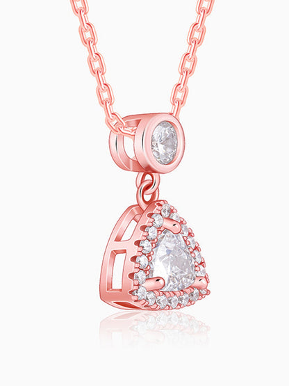 Rose Gold Tirangular Halo Necklace