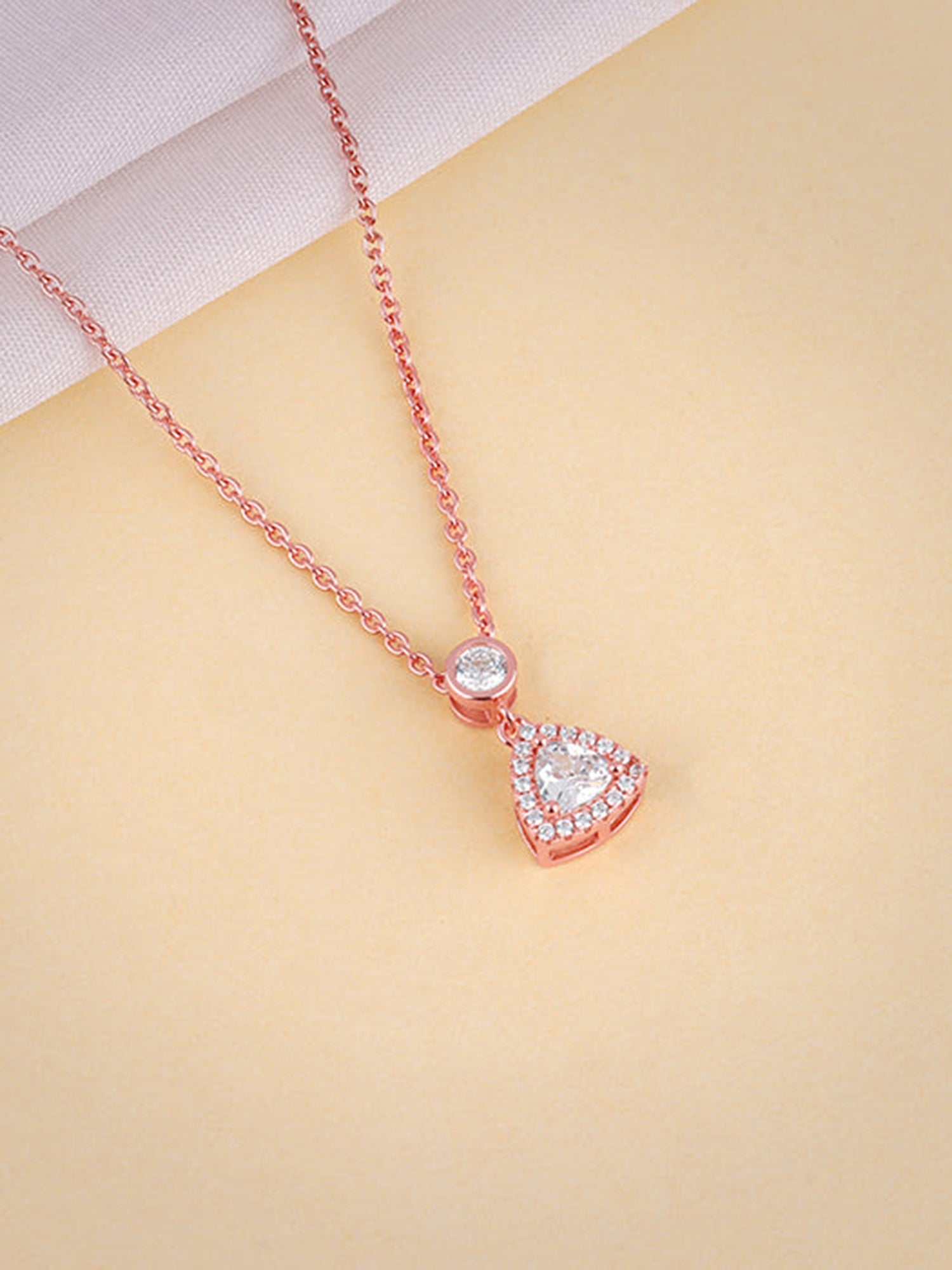 Rose Gold Tirangular Halo Necklace