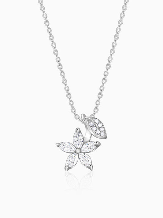 Silver Classic Floral Pendant with Link Chain