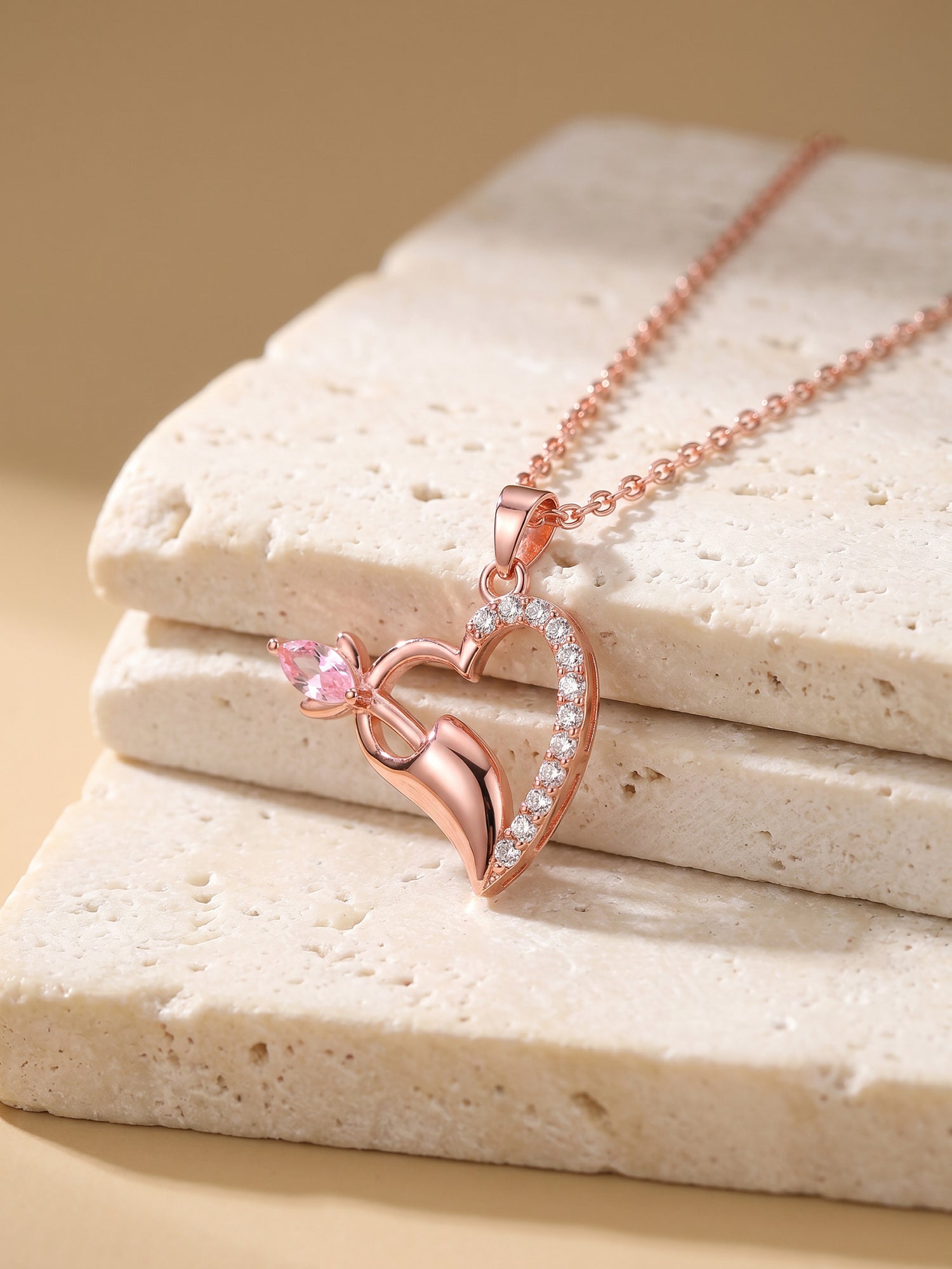 Rose Gold Forevermore Pendant With Link Chain