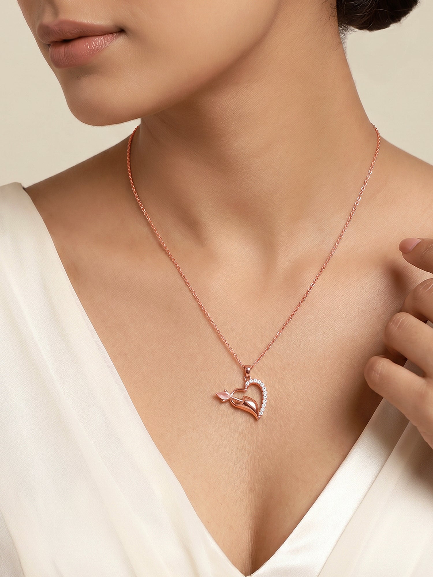 Rose Gold Forevermore Pendant With Link Chain