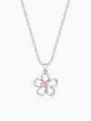 Silver Cherished Flower Pendant With Link Chain