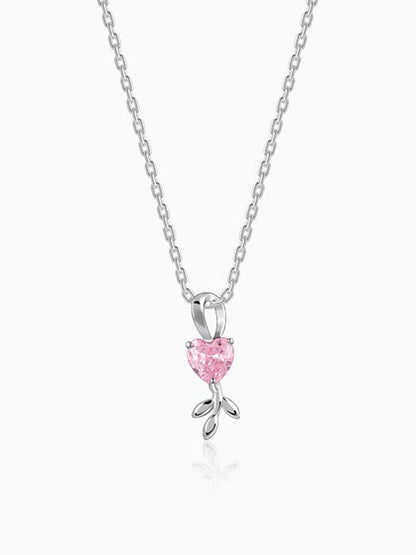 Silver Hearts in Bloom Pendant With Link Chain