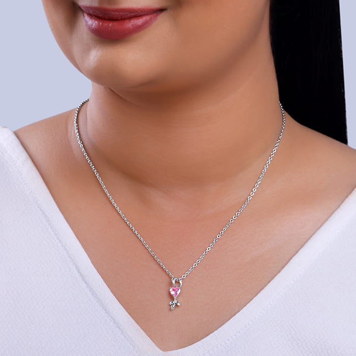 Silver Hearts in Bloom Pendant With Link Chain - view 3