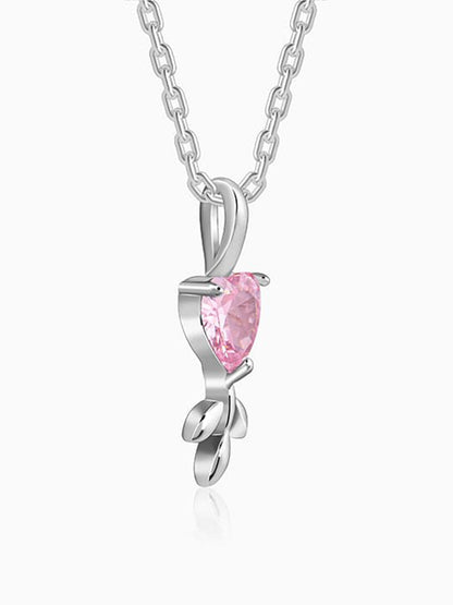 Silver Hearts in Bloom Pendant With Link Chain