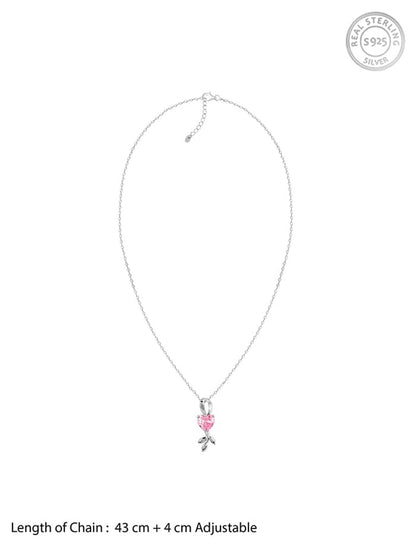 Silver Hearts in Bloom Pendant With Link Chain