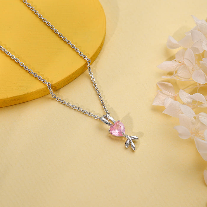 Silver Hearts in Bloom Pendant With Link Chain - view 2