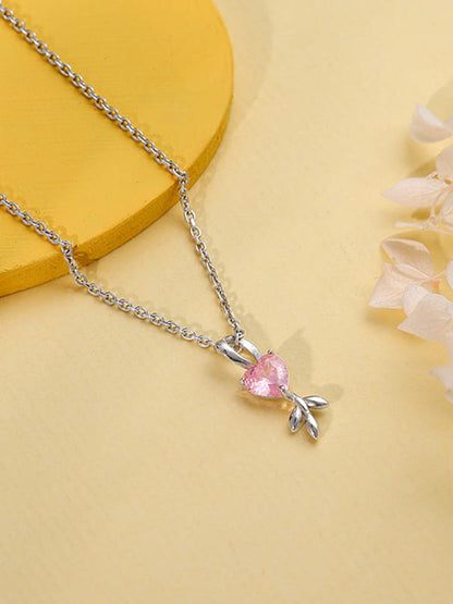 Silver Hearts in Bloom Pendant With Link Chain