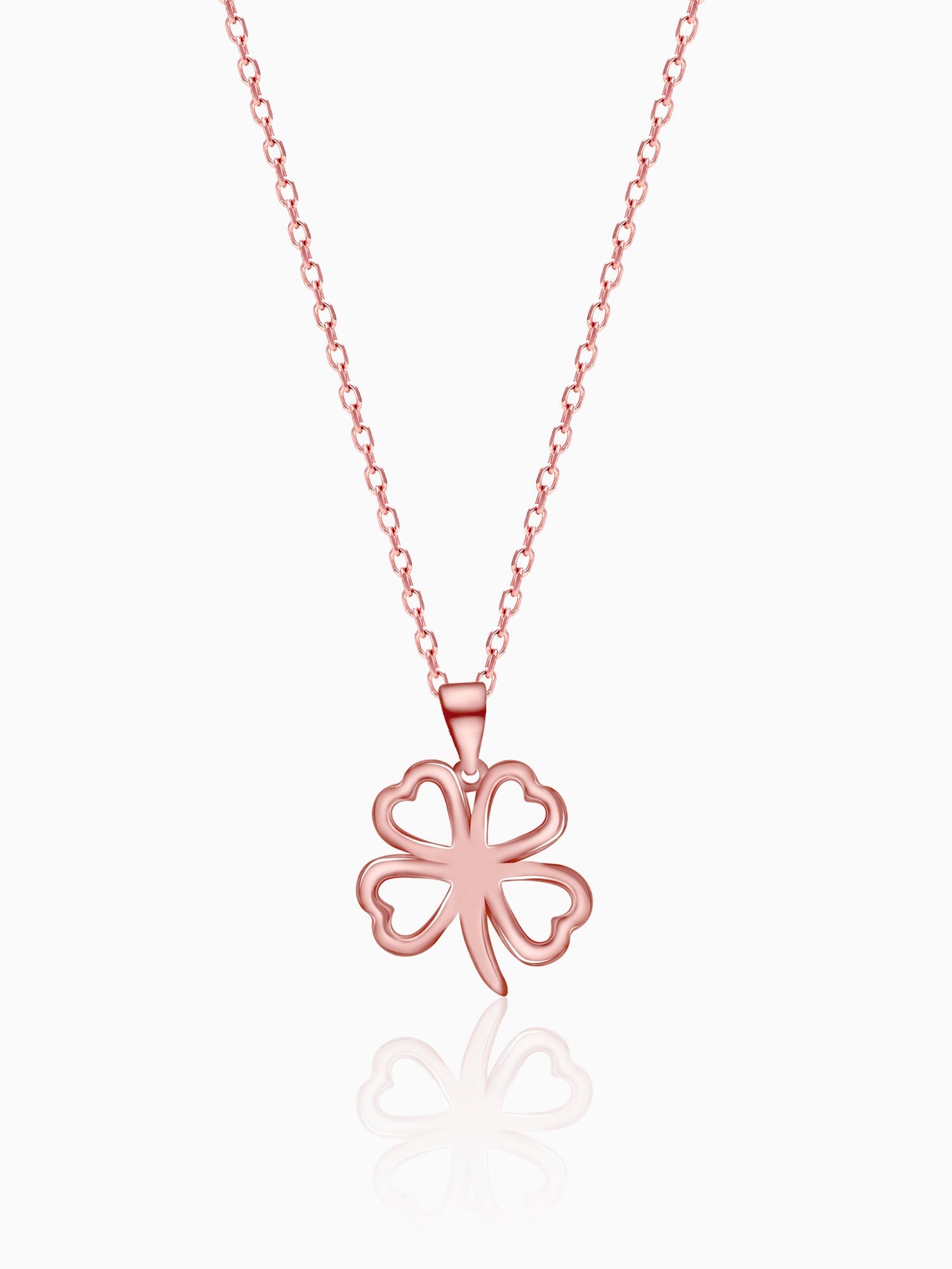 Rose Gold Clover Pendant with Link Chain