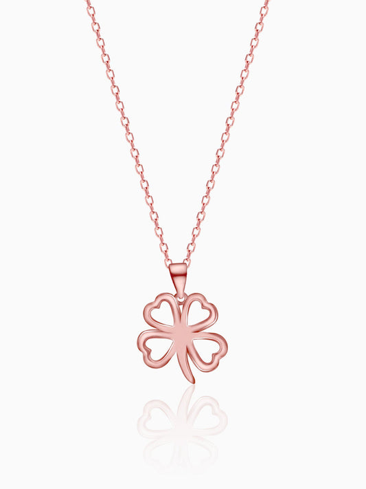 Rose Gold Clover Pendant with Link Chain