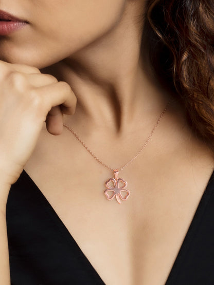 Rose Gold Clover Pendant with Link Chain