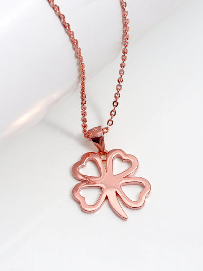 Rose Gold Clover Pendant with Link Chain