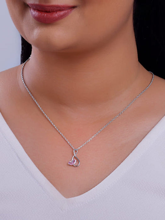 Silver Blush of Love Pendant With Link Chain