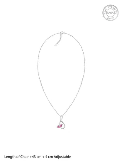 Silver Blush of Love Pendant With Link Chain