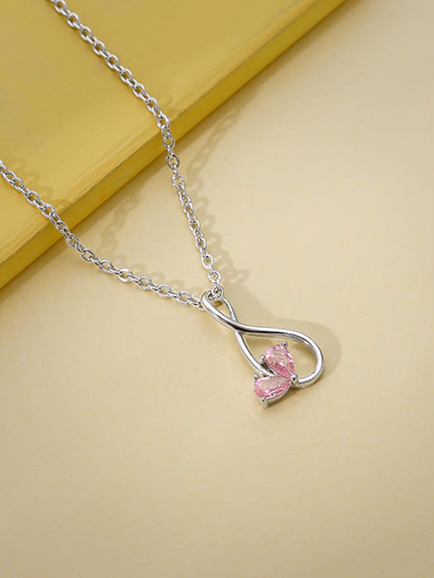 Silver Blush of Love Pendant With Link Chain