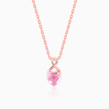 Rose Gold Blush Heart Pendant With Link Chain