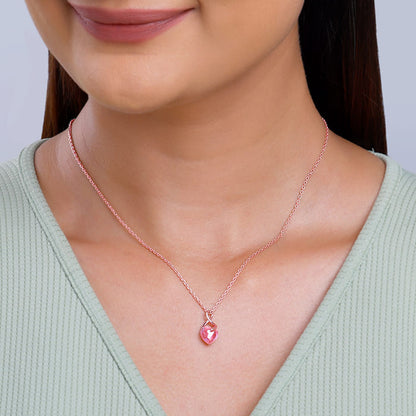 Rose Gold Blush Heart Pendant With Link Chain