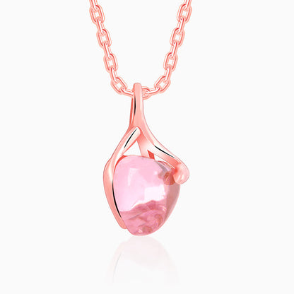 Rose Gold Blush Heart Pendant With Link Chain