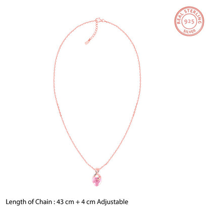 Rose Gold Blush Heart Pendant With Link Chain