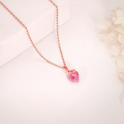 Rose Gold Blush Heart Pendant With Link Chain