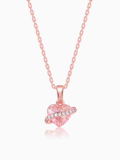 Rose Gold Heartlet Glow Pendant With Link Chain