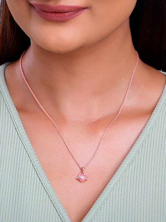 Rose Gold Heartlet Glow Pendant With Link Chain
