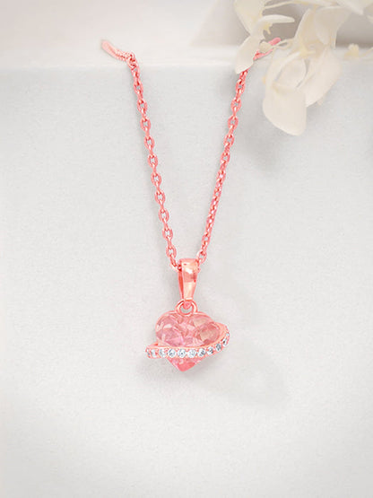 Rose Gold Heartlet Glow Pendant With Link Chain