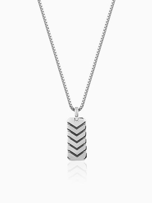 Oxidised Silver Retro Pendant With Box Chain