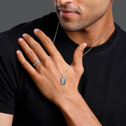 Oxidised Silver Obsidian Duo Set For Him