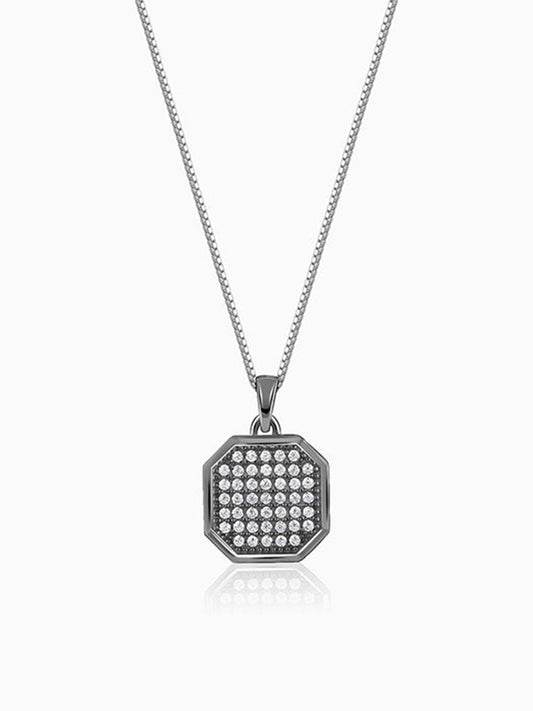 Oxidised Silver Observer Pendant With Box Chain For Him