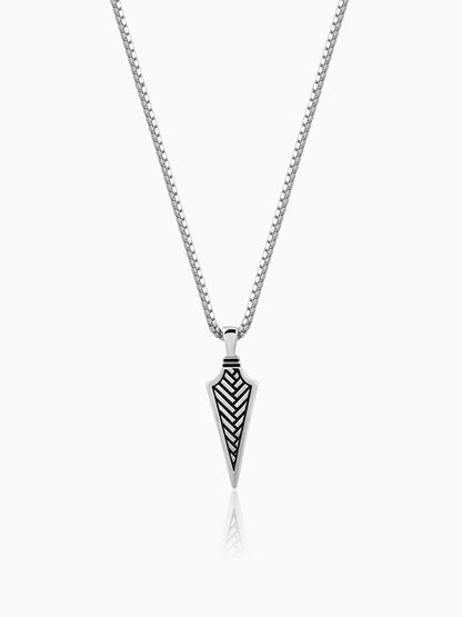 Oxidised Silver Arrow Pendant With Link Chain