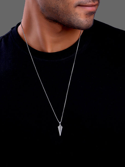 Oxidised Silver Arrow Pendant With Link Chain