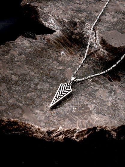 Oxidised Silver Arrow Pendant With Link Chain