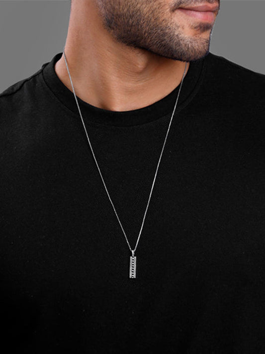 Oxidised Silver Resourceful Pendant With Box Chain For Him