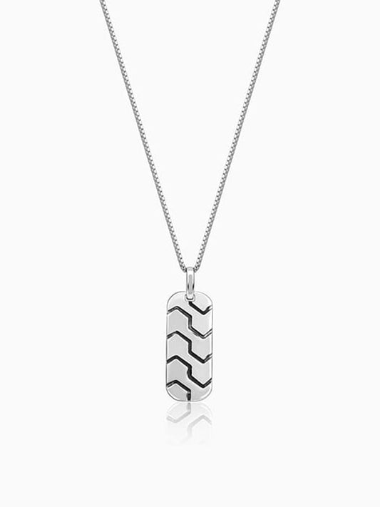 Oxidised Silver Humble Pendant With Box Chain For Him