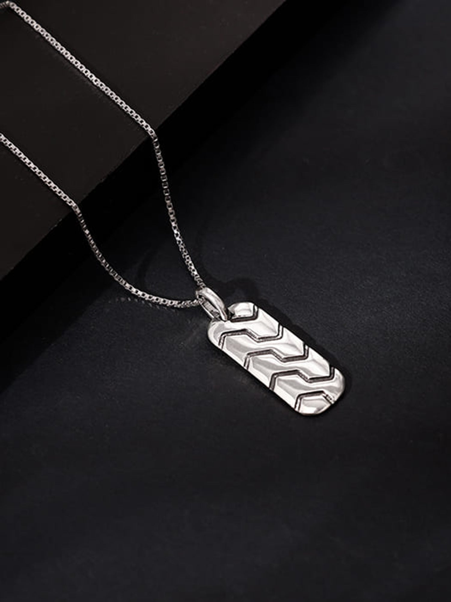 Oxidised Silver Humble Pendant With Box Chain For Him